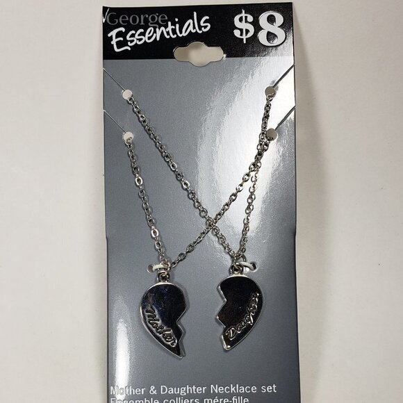 George Essentials Set of 2 - 16" Silver Tone Mother & Daughter Pendant Necklace - Picture 3 of 6
